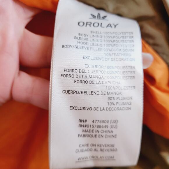 Orolay beige duck down filled thickened mid length hooded ski coat XL - Picture 13 of 16